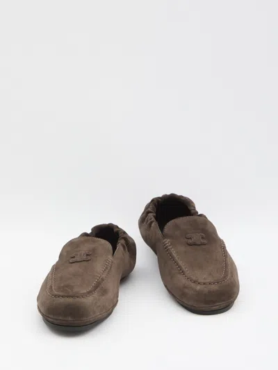 Celine Triomphe Loafer With Elastic Insert In Green