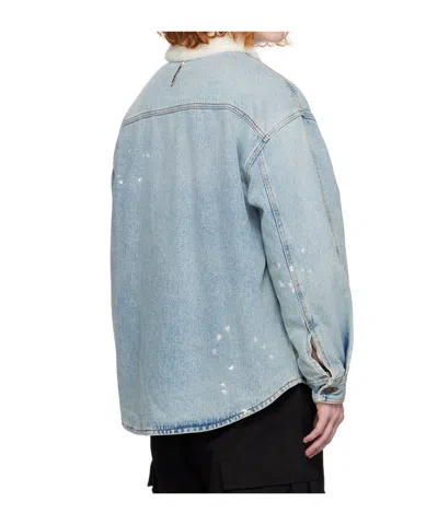 Darkpark Light Blue Denim Warren Over Shirt Jacket In Brown