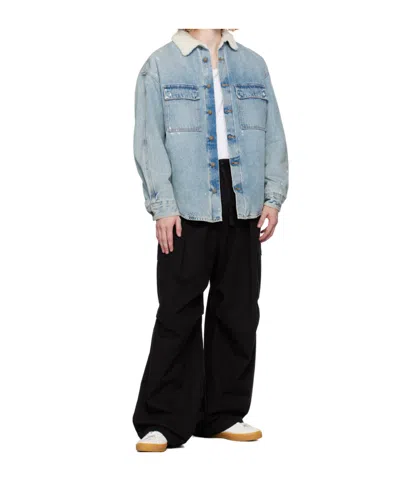 Darkpark Light Blue Denim Warren Over Shirt Jacket In Brown