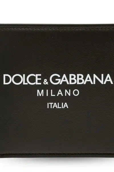 Dolce & Gabbana Logo Leather Card Holder In Blue