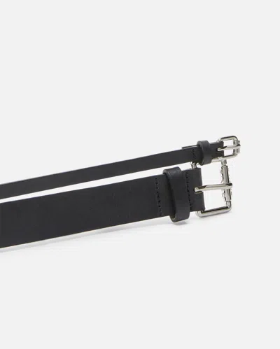 Pinko Double-effect Leather Belt With Threading In Black