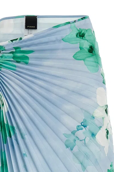 Pinko 'floral Pleated Asymmetric Hem Skirt' In Blue