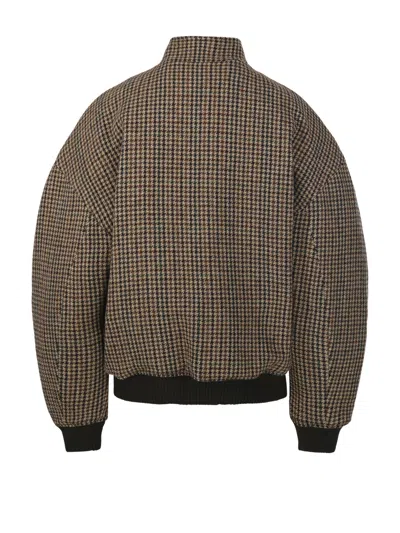 Darkpark Houndstooth Bomber Jacket In Brown