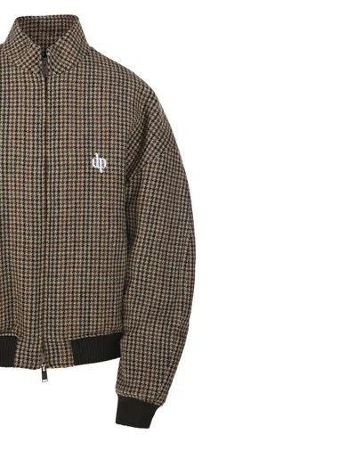 Darkpark Houndstooth Bomber Jacket In Brown
