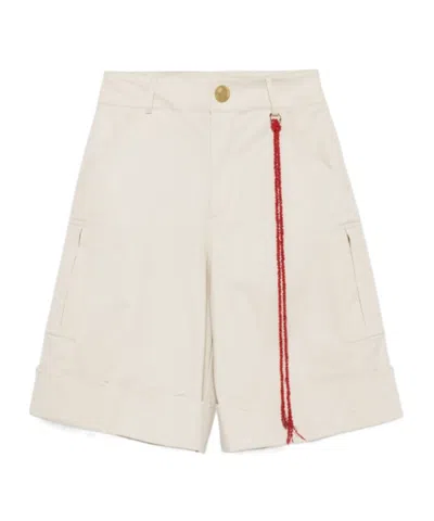 Darkpark Nick Chain Adorned Tailored Cuff Shorts In Neutral