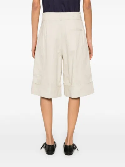 Darkpark Nick Chain Adorned Tailored Cuff Shorts In Neutral