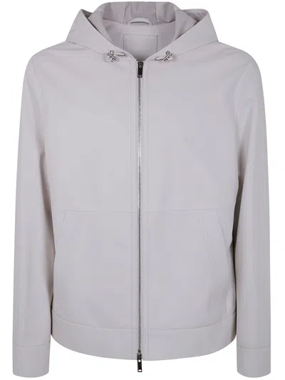 Desa Leather Hoodie Jacket In Gray