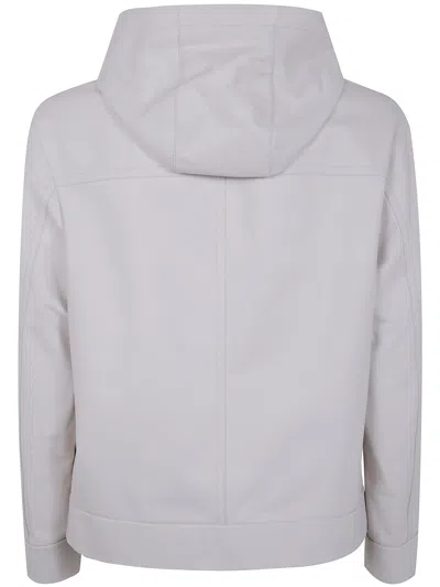 Desa Leather Hoodie Jacket In Gray