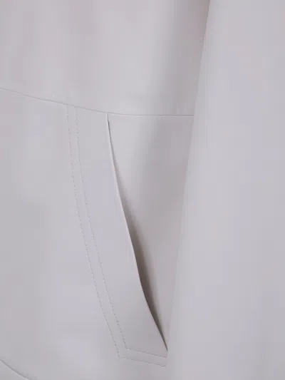 Desa Leather Hoodie Jacket In Gray