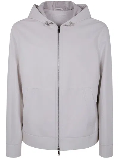 Desa Leather Hoodie Jacket In Gray