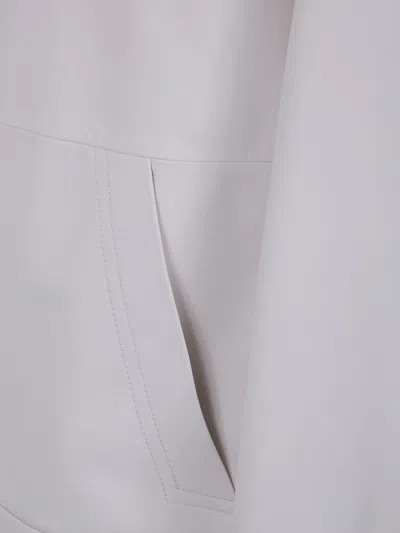 Desa Leather Hoodie Jacket In Gray