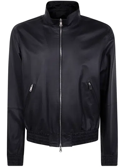 Desa Leather Reversible Bomber Jacket In Black