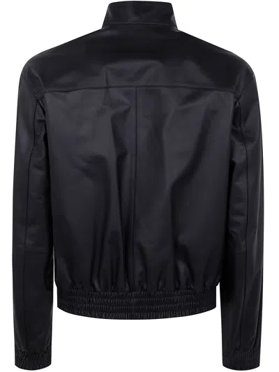 Desa Leather Reversible Bomber Jacket In Black