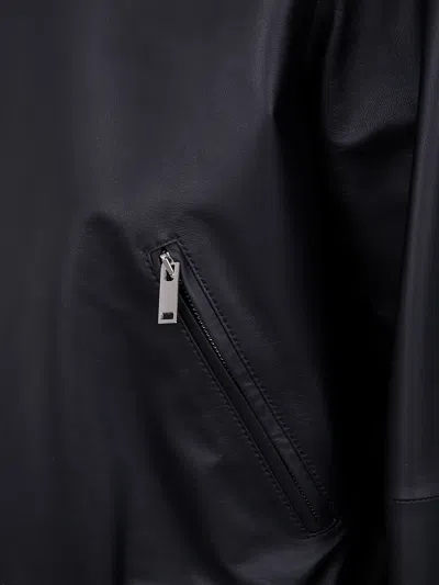 Desa Leather Reversible Bomber Jacket In Black