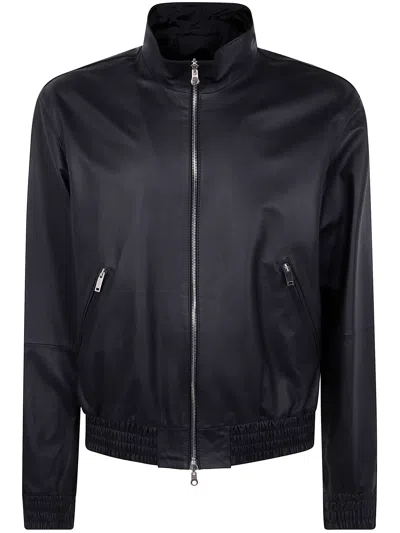 Desa Leather Reversible Bomber Jacket In Black