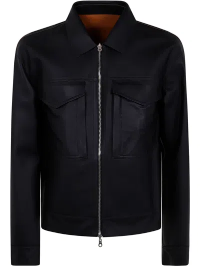 Desa Leather Reversible Boxy Jacket In Black