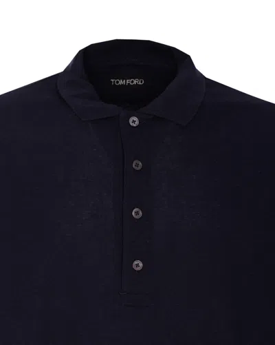 Tom Ford Polo Shirt With Button Placket And Collar In Black