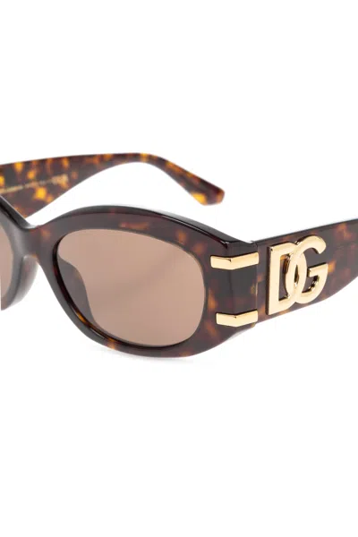 Dolce & Gabbana Dolce  Gabbana Eyewear Oval Frame Sunglasses In Brown