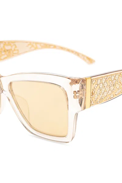 Dolce & Gabbana Logo-lettering Sunglasses In Neutral