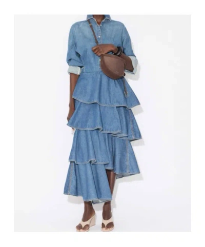 Alaïa Alaia Women Spiral Skirt In Denim In Blue