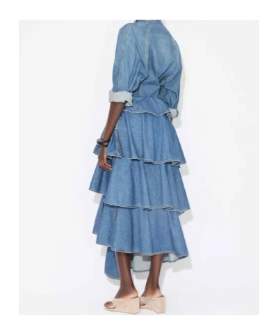Alaïa Alaia Women Spiral Skirt In Denim In Blue