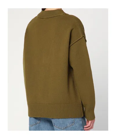 Ami Alexandre Mattiussi Long-sleeved Knitted Cardigan In Green