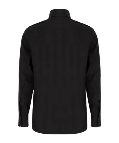 Tom Ford Silk Shirt With Button-down Collar And Chest Pockets In Black
