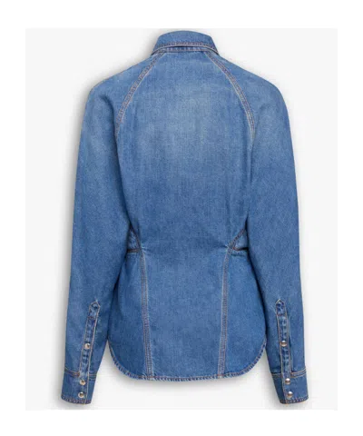 Alaïa Round Denim Shirt In Blue