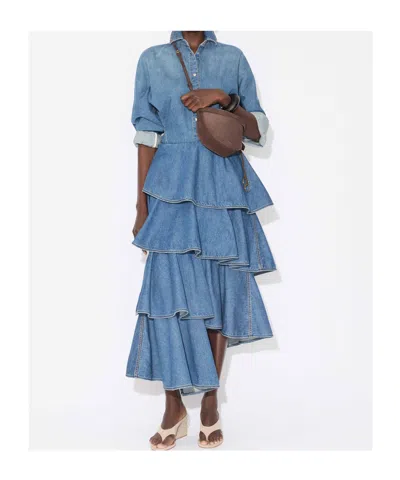 Alaïa Round Denim Shirt In Blue