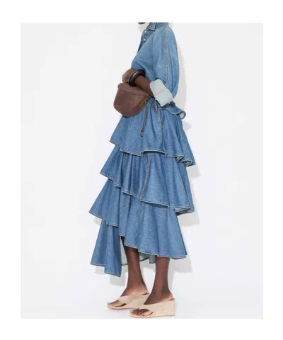 Alaïa Round Denim Shirt In Blue