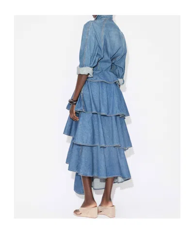 Alaïa Round Denim Shirt In Blue