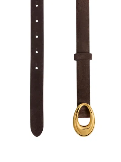 Khaite Olivia Oval-buckle Leather Belt In Black