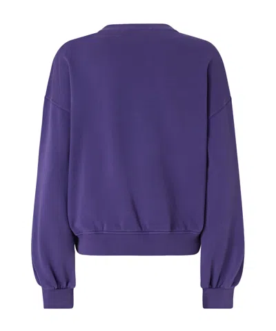 Pinko Embroidered-logo Cotton Sweatshirt In Purple