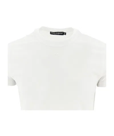 Dolce & Gabbana Crew Neck Cotton-blend T-shirt With Short Sleeves In White