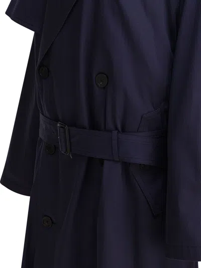 Balenciaga Coats Belted At The Waist With Double-breasted Design In Blue
