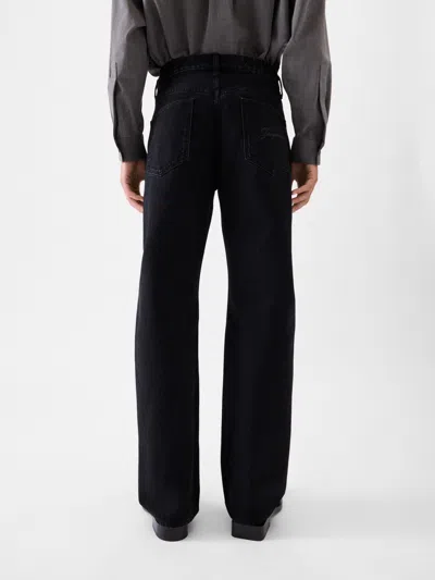 Jacquemus Straight Denim Pants Featuring Belt Loops In Black