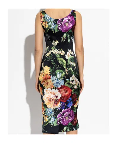 Dolce & Gabbana Floral-print Midi Dress In Black