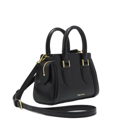 Alexander Mcqueen Mini Leather Birdee Cross-body Bag In Black