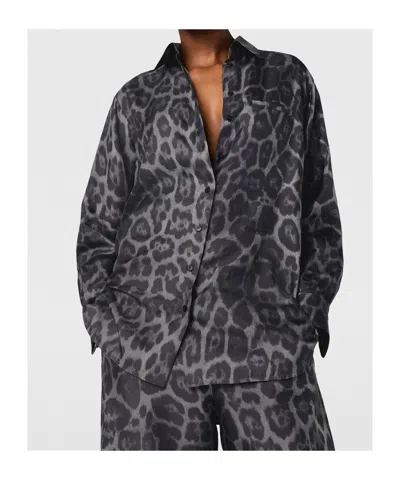 Stella Mccartney Oversized Leopard Print Shirt In Gray