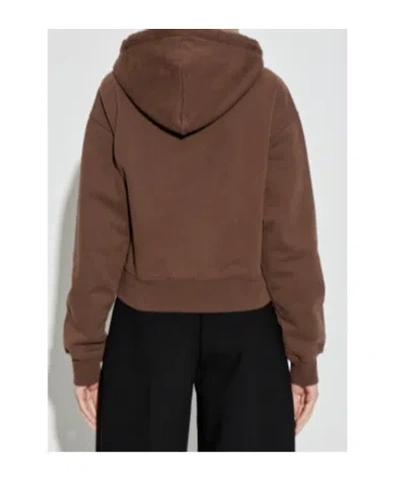 Jacquemus Drawstring Hood Gros-grain Hoodie In Brown