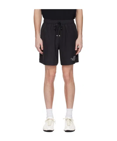 Amiri Elasticized Waist Knee Length Shorts With Print In Black