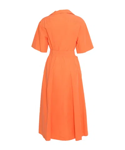 Aspesi Button-down Belted Dress In Orange