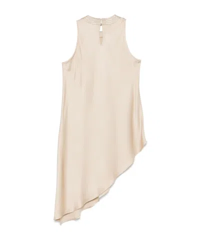 Antonelli Round-neck Asymmetric Blouse In Neutral