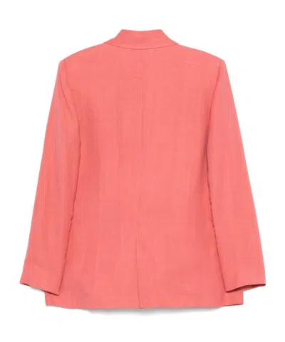 Antonelli Double-breasted Long Sleeve Suit Jacket In Pink