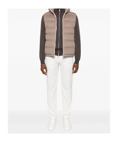Brunello Cucinelli Men Sleeveless Wool Down Jacket With Detachable Hood In Pink