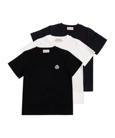 Moncler Crew Neck Short Sleeve T-shirt Three-pack In Multi