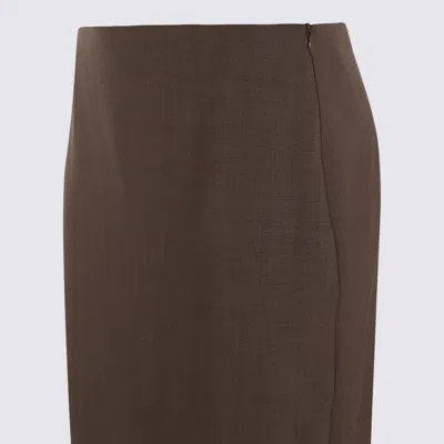 Brunello Cucinelli High Waist Knee Length And Midi Skirt With Back Slit