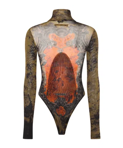 Jean Paul Gaultier Printed High Neck Long Sleeve Jumpsuit