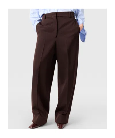 Stella Mccartney Pleated Straight-leg Pants In Brown