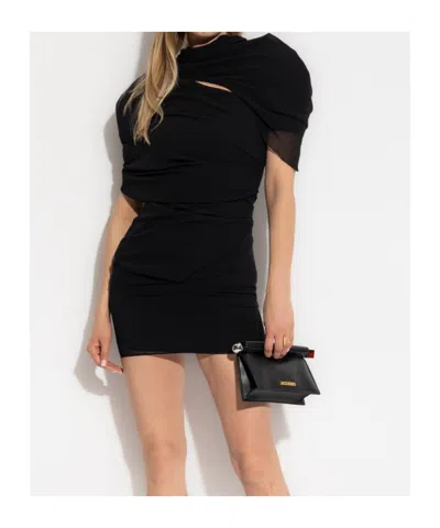 Jacquemus The Castagna Draped Mini Dress In Black